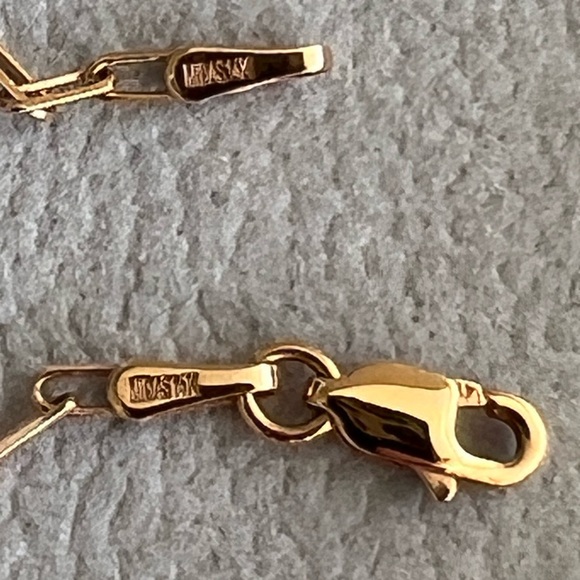 Shy creations 14k rose gold paper clip pave diamond elongated heart necklace - Picture 8 of 16